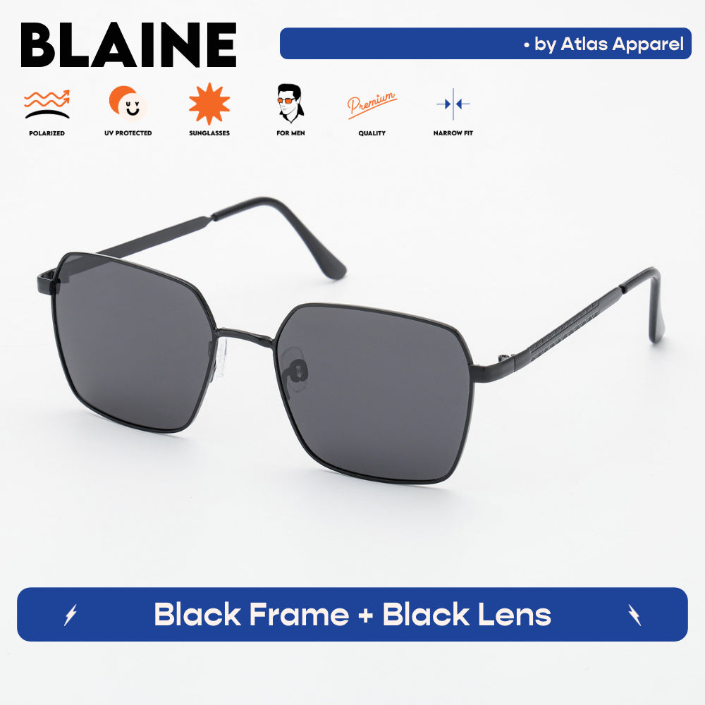 BLAINE Men's Polarized Square Sunglasses (Size 56) - UV Protection, Medium Fit