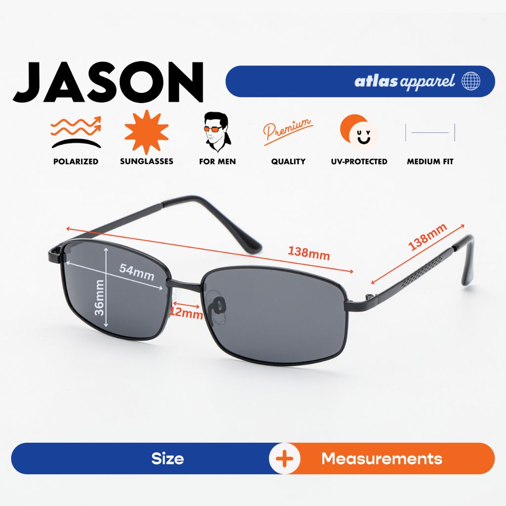 Atlas Apparel JASON Polarized Sunglasses for Men (Size 54) - UV Protection, Polarized