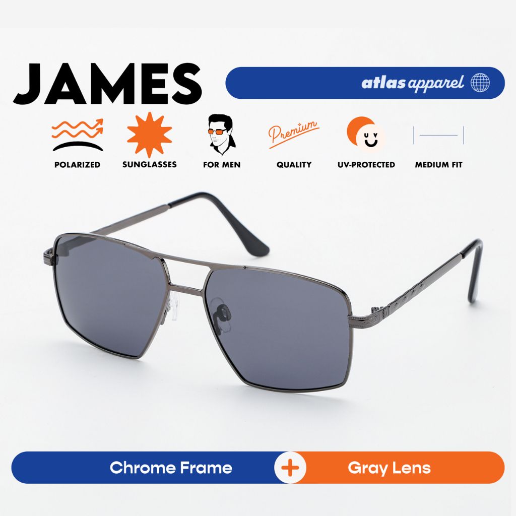 Atlas Apparel JAMES Polarized Sunglasses for Men (Size 54) - UV Protection, Polarized