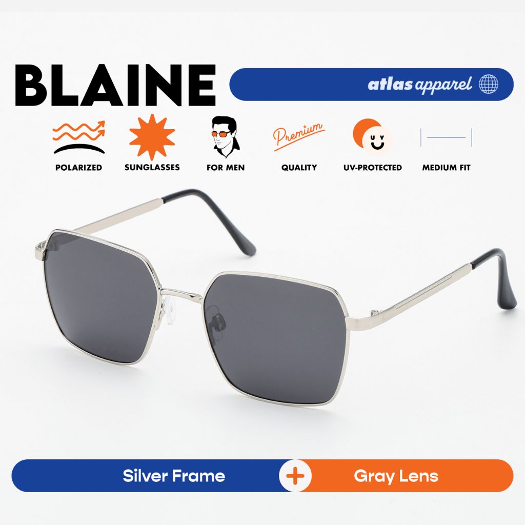 Atlas Apparel BLAINE Polarized Sunglasses for Men (Size 56) - UV Protection, Polarized