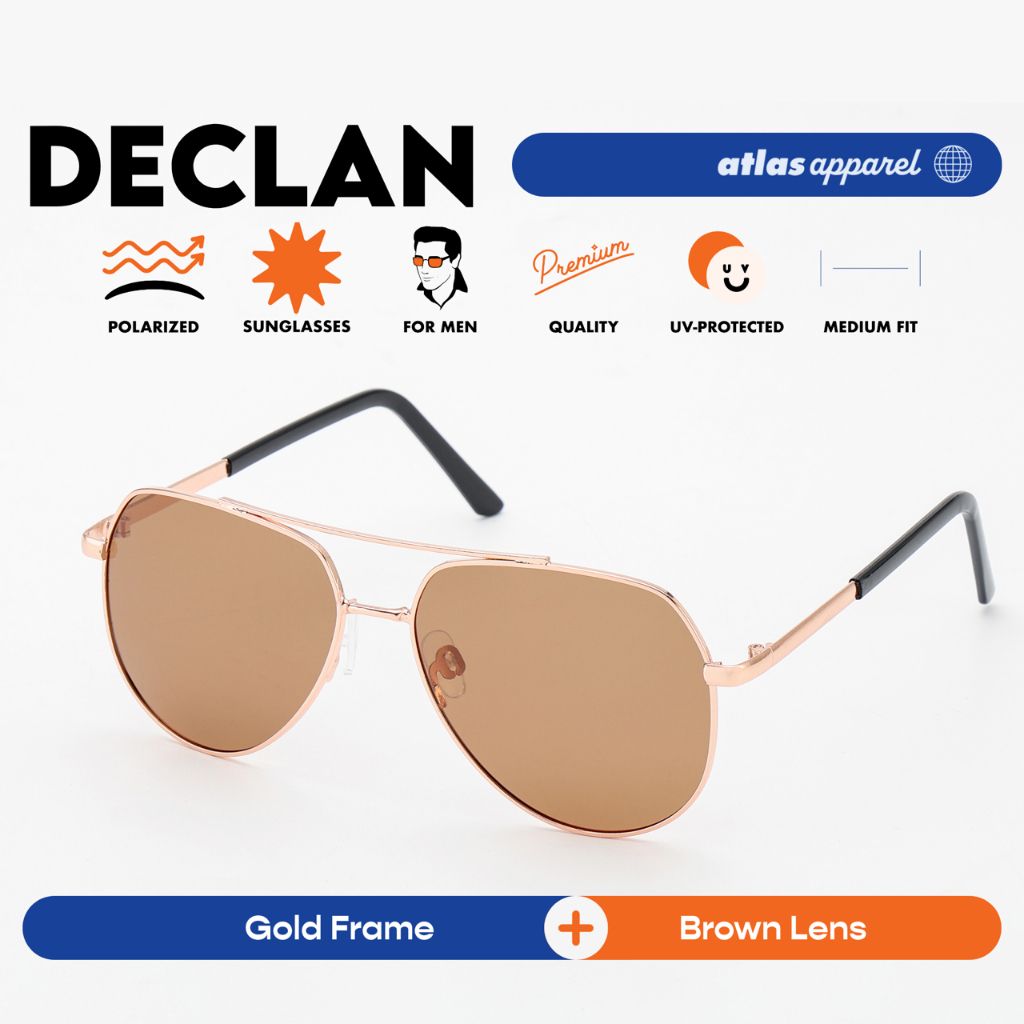 Atlas Apparel DECLAN Polarized Sunglasses for Men (Size 56) - UV Protection, Polarized