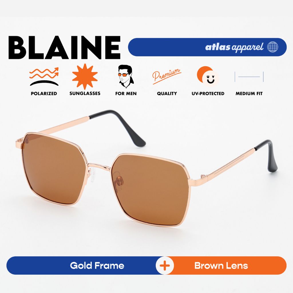 Atlas Apparel BLAINE Polarized Sunglasses for Men (Size 56) - UV Protection, Polarized