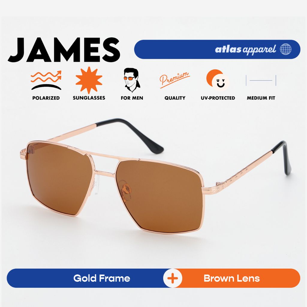 Atlas Apparel JAMES Polarized Sunglasses for Men (Size 54) - UV Protection, Polarized