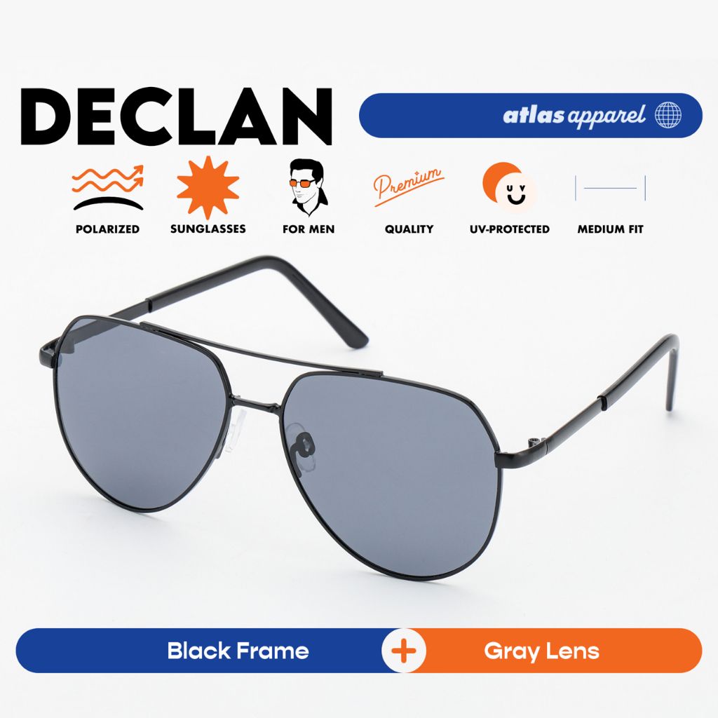 Atlas Apparel DECLAN Polarized Sunglasses for Men (Size 56) - UV Protection, Polarized