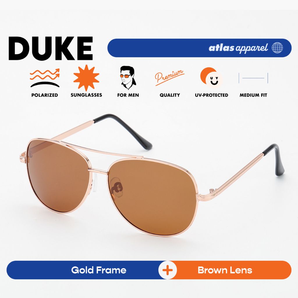 Atlas Apparel DUKE Polarized Sunglasses for Men (Size 56) - UV Protection, Polarized
