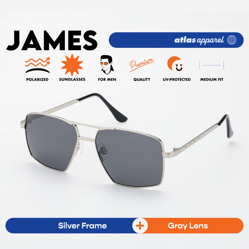 Atlas Apparel JAMES Polarized Sunglasses for Men (Size 54) - UV Protection, Polarized