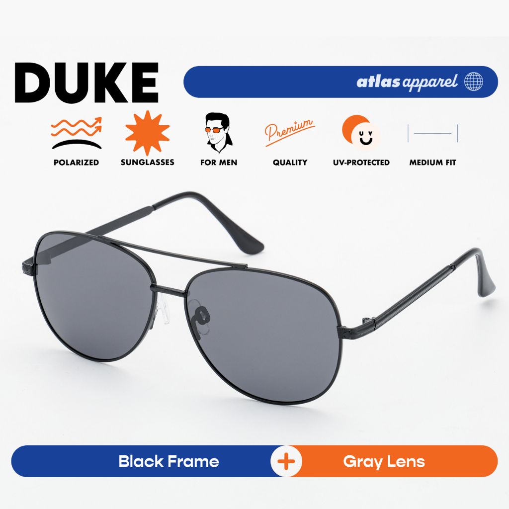 Atlas Apparel DUKE Polarized Sunglasses for Men (Size 56) - UV Protection, Polarized