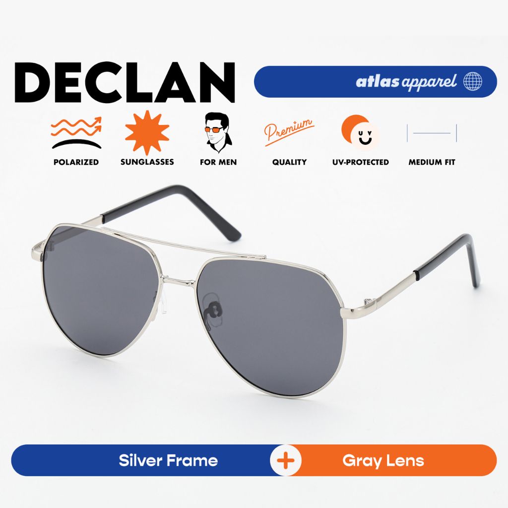 Atlas Apparel DECLAN Polarized Sunglasses for Men (Size 56) - UV Protection, Polarized