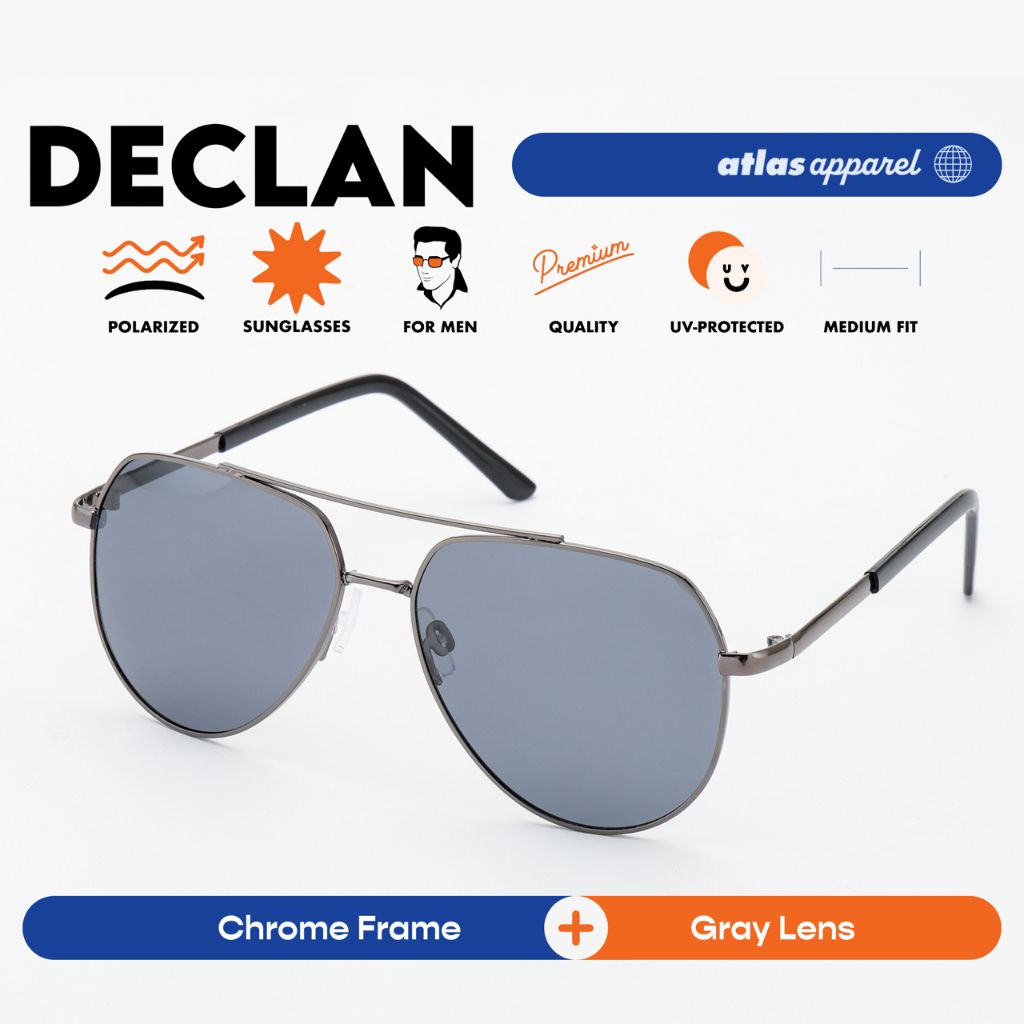 Atlas Apparel DECLAN Polarized Sunglasses for Men (Size 56) - UV Protection, Polarized