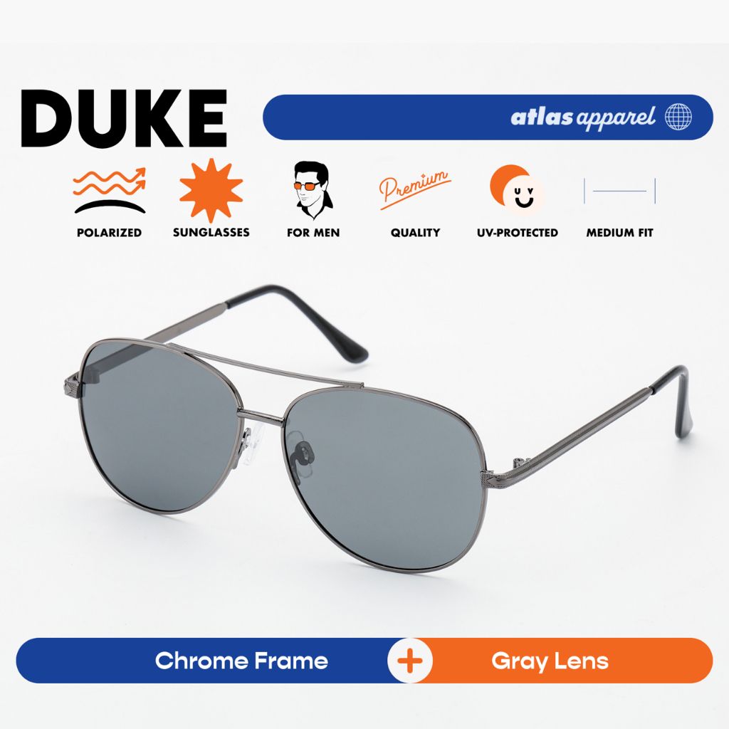 Atlas Apparel DUKE Polarized Sunglasses for Men (Size 56) - UV Protection, Polarized
