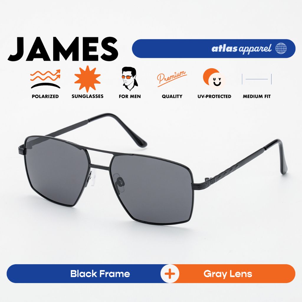 Atlas Apparel JAMES Polarized Sunglasses for Men (Size 54) - UV Protection, Polarized