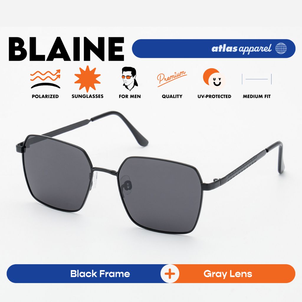 Atlas Apparel BLAINE Polarized Sunglasses for Men (Size 56) - UV Protection, Polarized
