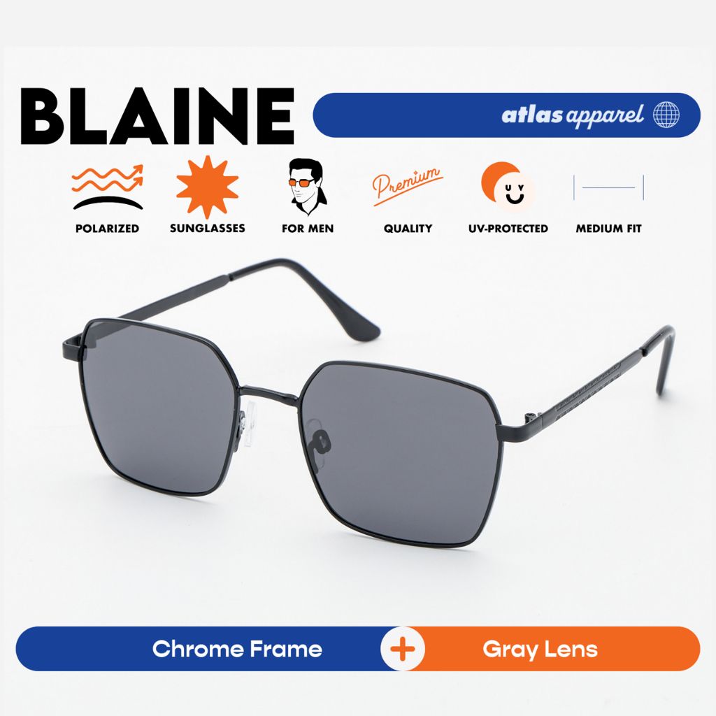 Atlas Apparel BLAINE Polarized Sunglasses for Men (Size 56) - UV Protection, Polarized
