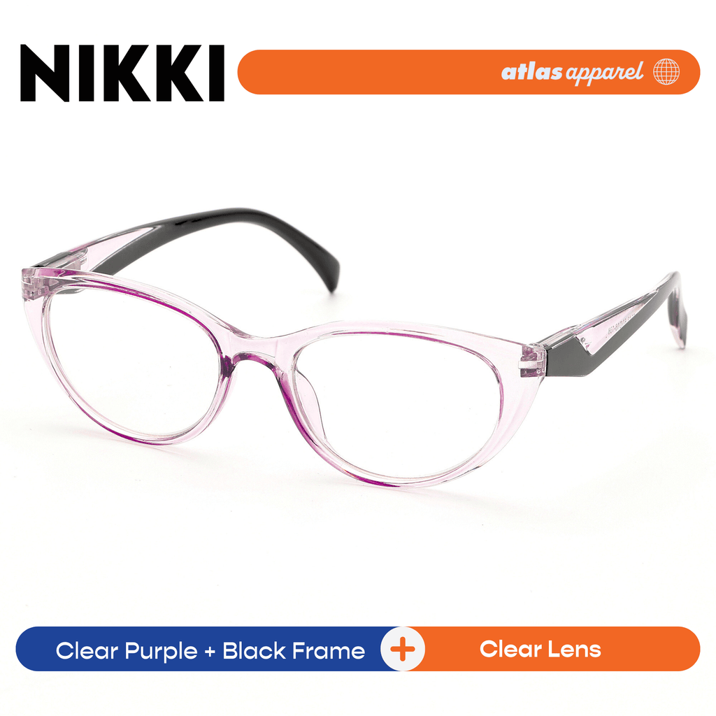 Atlas Apparel NIKKI Reading Glasses for Women, Graded Lenses (Size 47) - Spring Hinge Cat Eye Frame