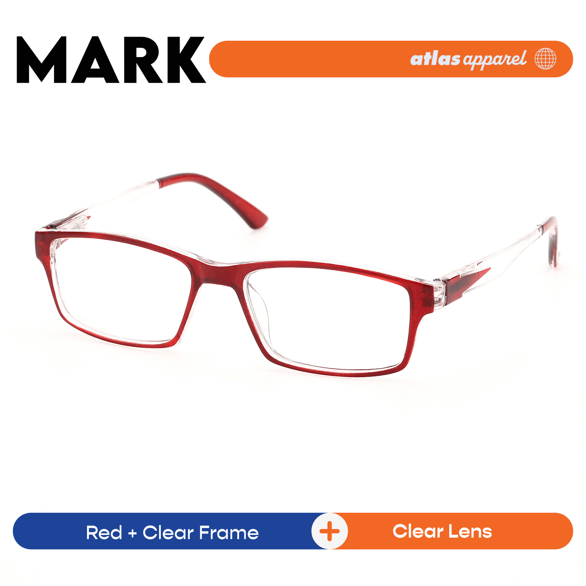 Atlas Apparel MARK Reading Glasses for Men, Graded Lenses (Size 47) - Spring Hinge Rectangular Frame