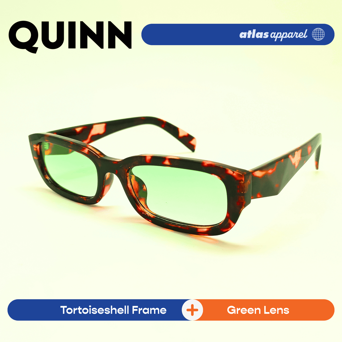 Atlas Apparel QUINN Unisex UV Protected Sunglasses (Size 47) - UV400, Rectangular Frame, for Round Face Shape