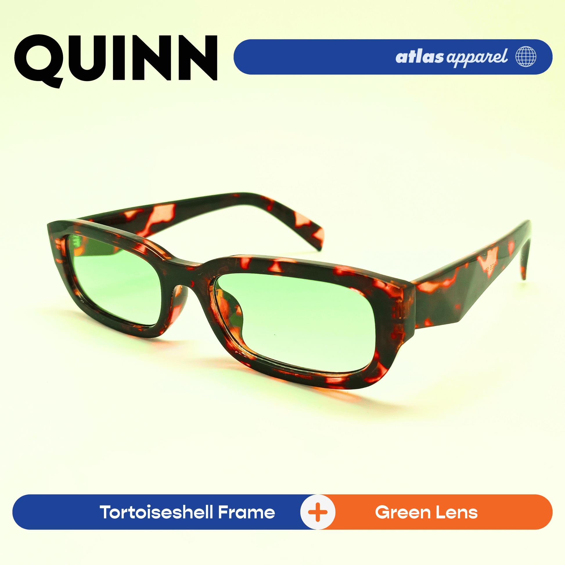Atlas Apparel QUINN Unisex UV Protected Sunglasses (Size 47) - UV400, Rectangular Frame, for Round Face Shape