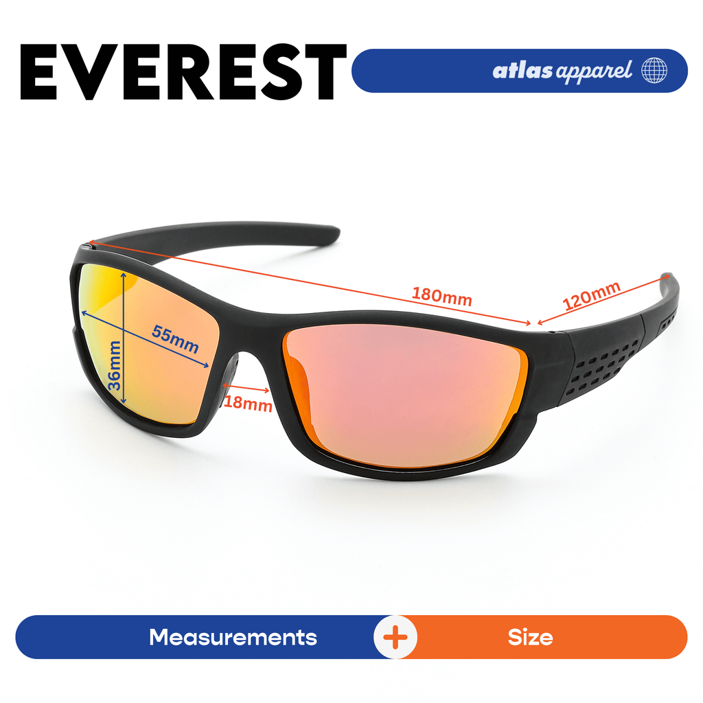 Atlas Apparel EVEREST UV Protected Sunglasses for Men (Size 55) - UV400, Wrap-around Frame, for Oval Face