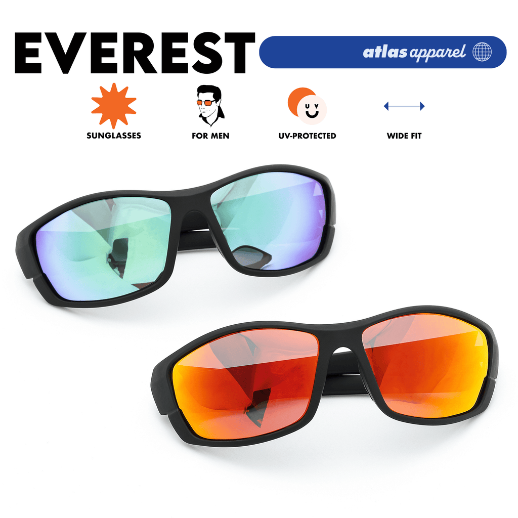 Atlas Apparel EVEREST UV Protected Sunglasses for Men (Size 55) - UV400, Wrap-around Frame, for Oval Face