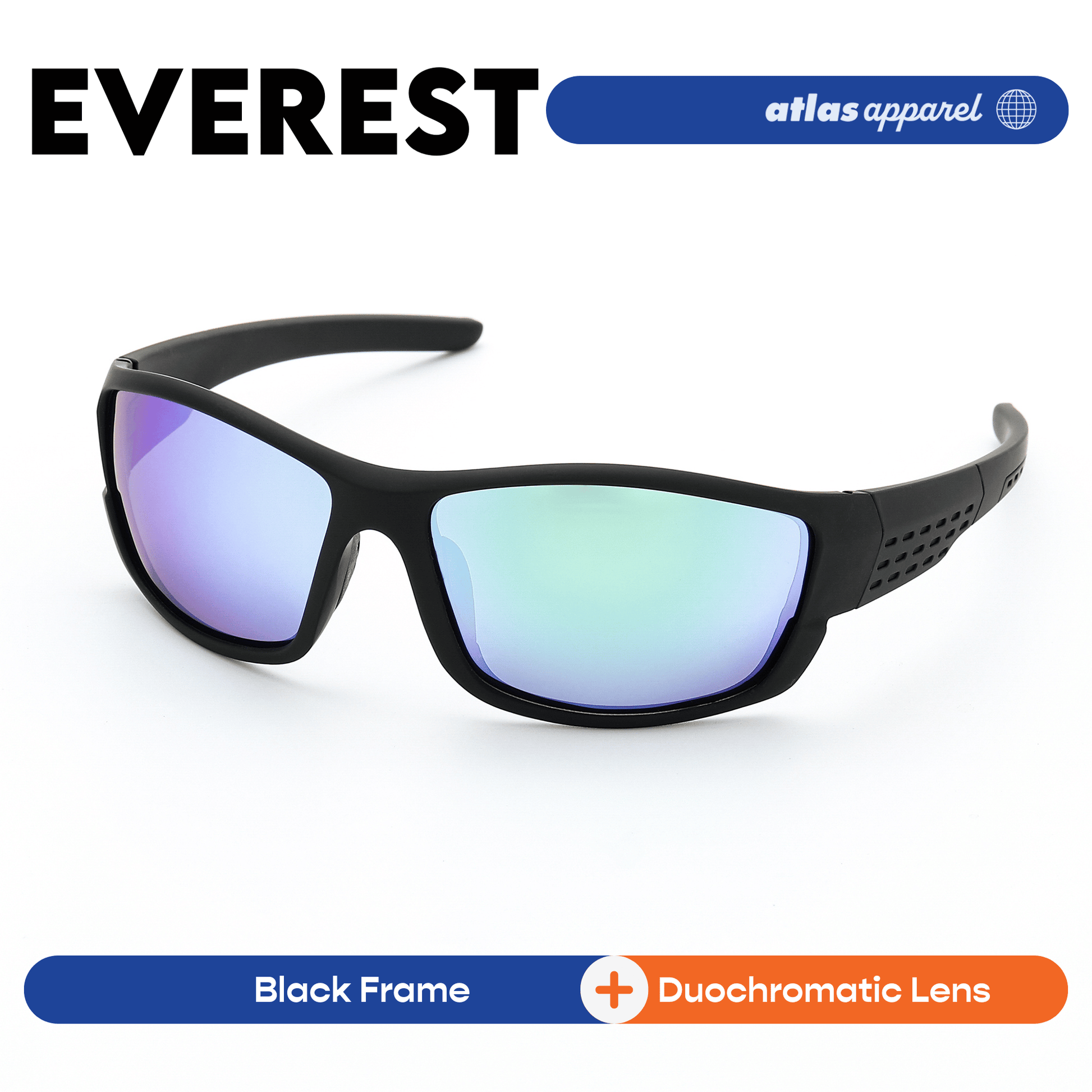 Atlas Apparel EVEREST UV Protected Sunglasses for Men (Size 55) - UV400, Wrap-around Frame, for Oval Face