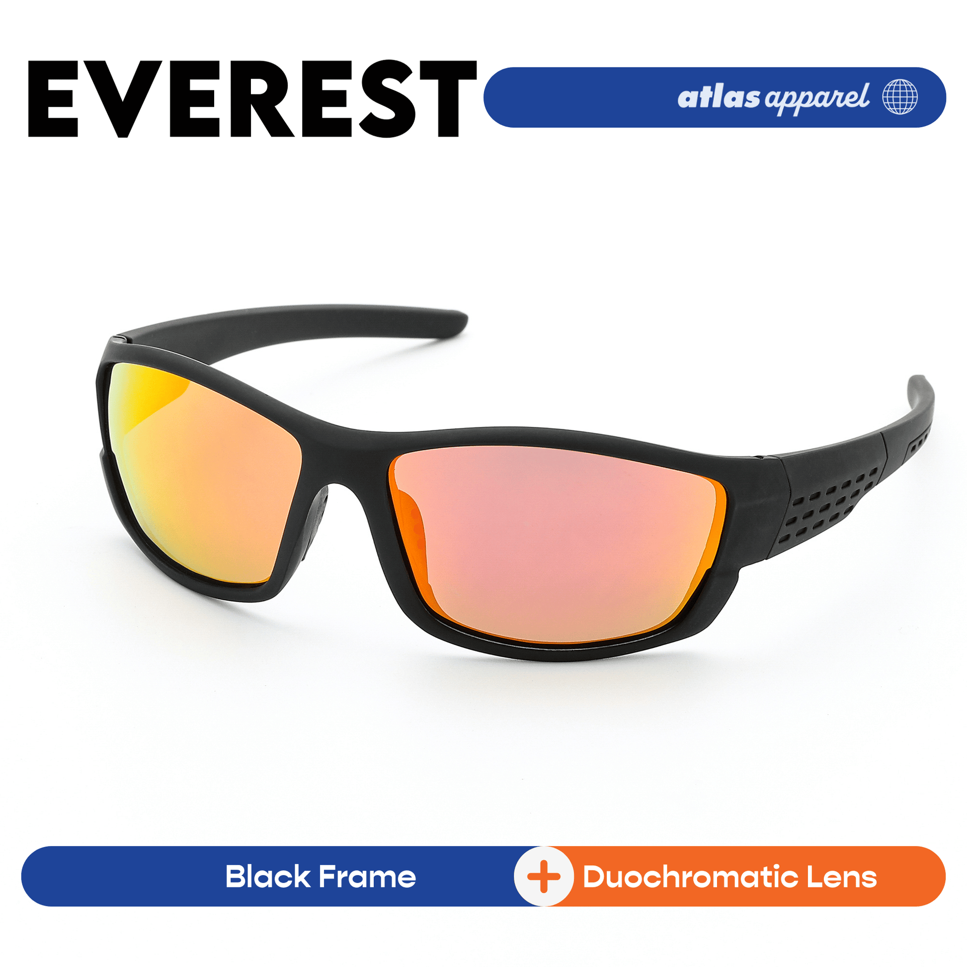 Atlas Apparel EVEREST UV Protected Sunglasses for Men (Size 55) - UV400, Wrap-around Frame, for Oval Face