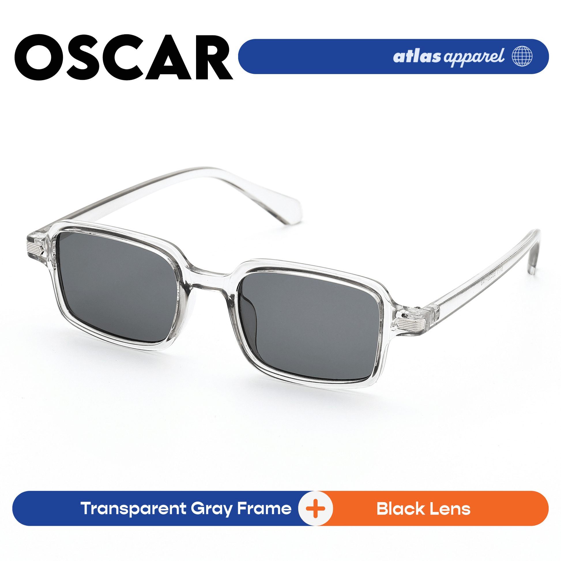 Atlas Apparel OSCAR UV Protected Sunglasses for Men (Size 45) - UV400, Square Frame, for Round Face