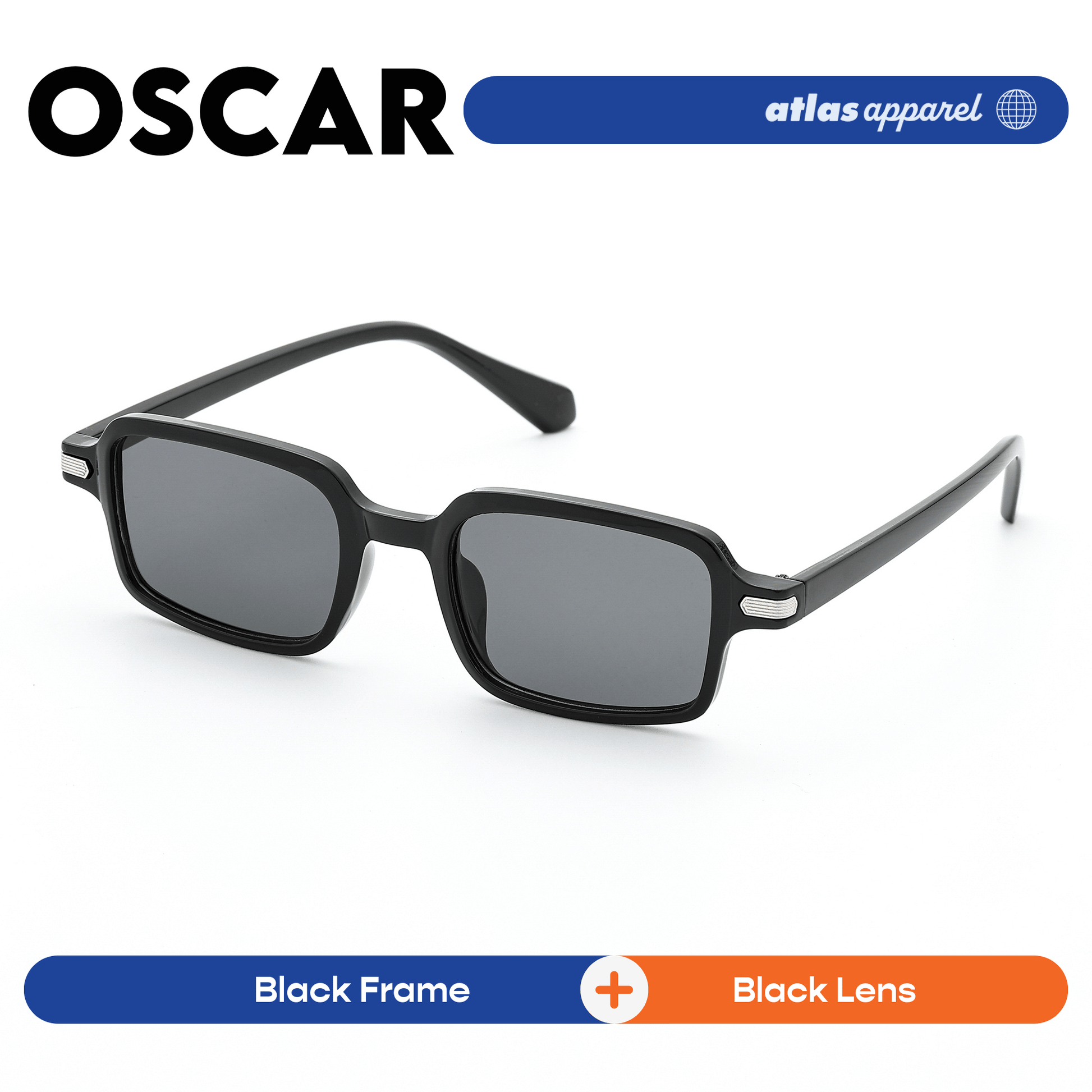 Atlas Apparel OSCAR UV Protected Sunglasses for Men (Size 45) - UV400, Square Frame, for Round Face