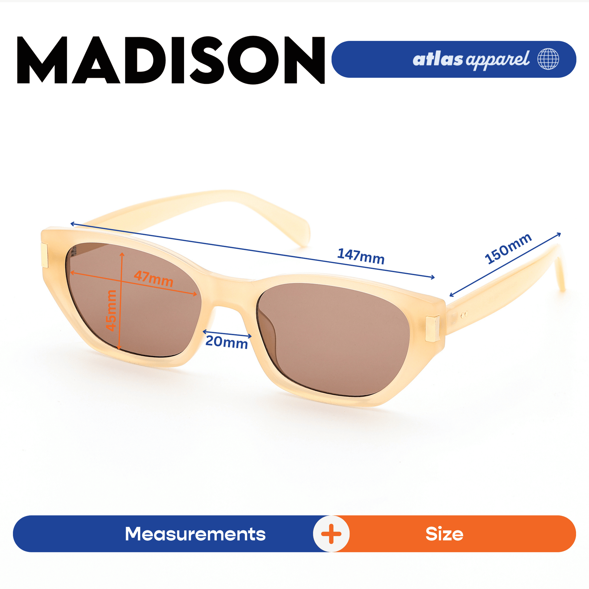 Atlas Apparel MADISON UV Protected Sunglasses for Women (Size 47) - UV400,Cat-eye Frame,for Oval Face