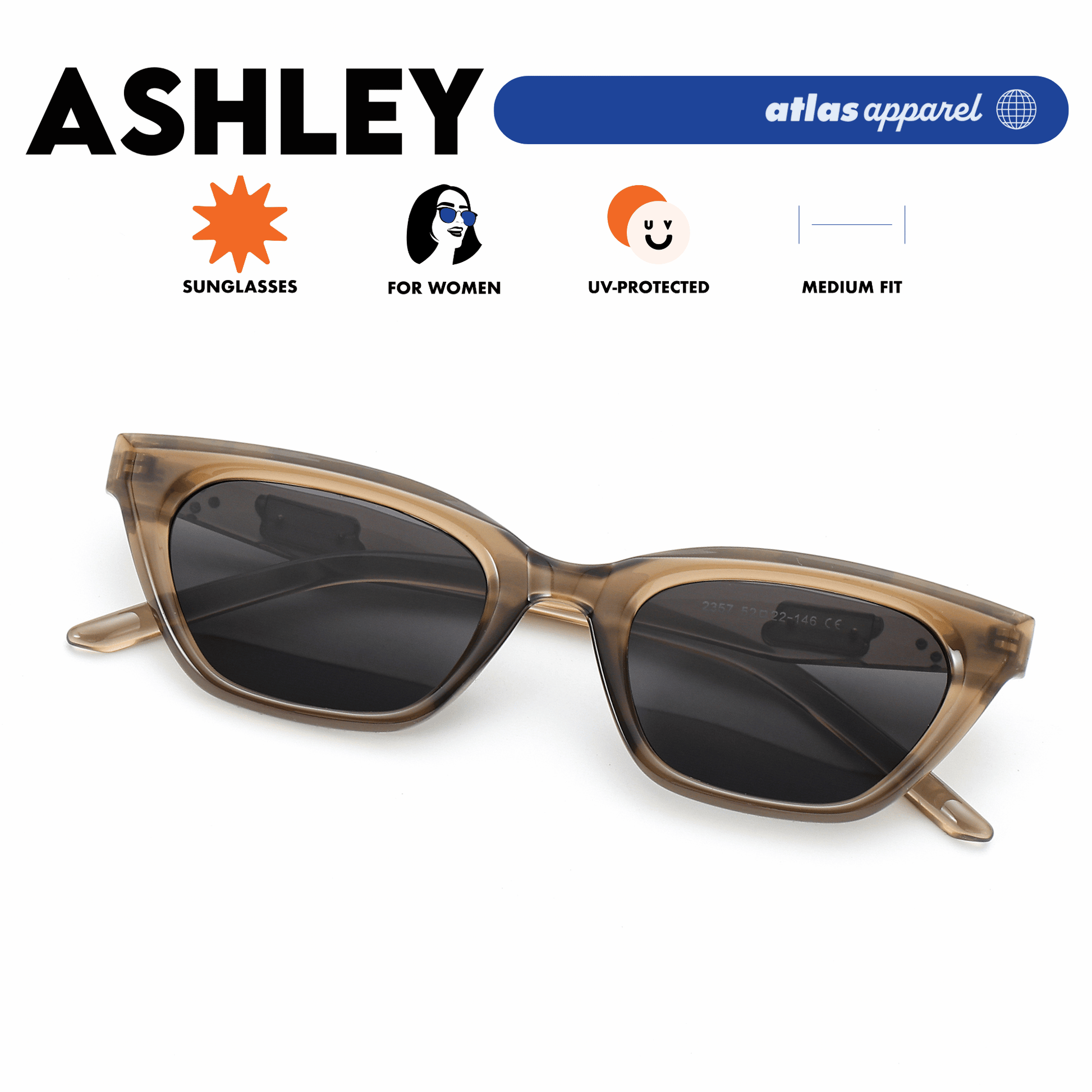 Atlas Apparel ASHLEY UV Protected Sunglasses for Women (Size 46) - UV400,Cat-eye Frame,for Oval Face
