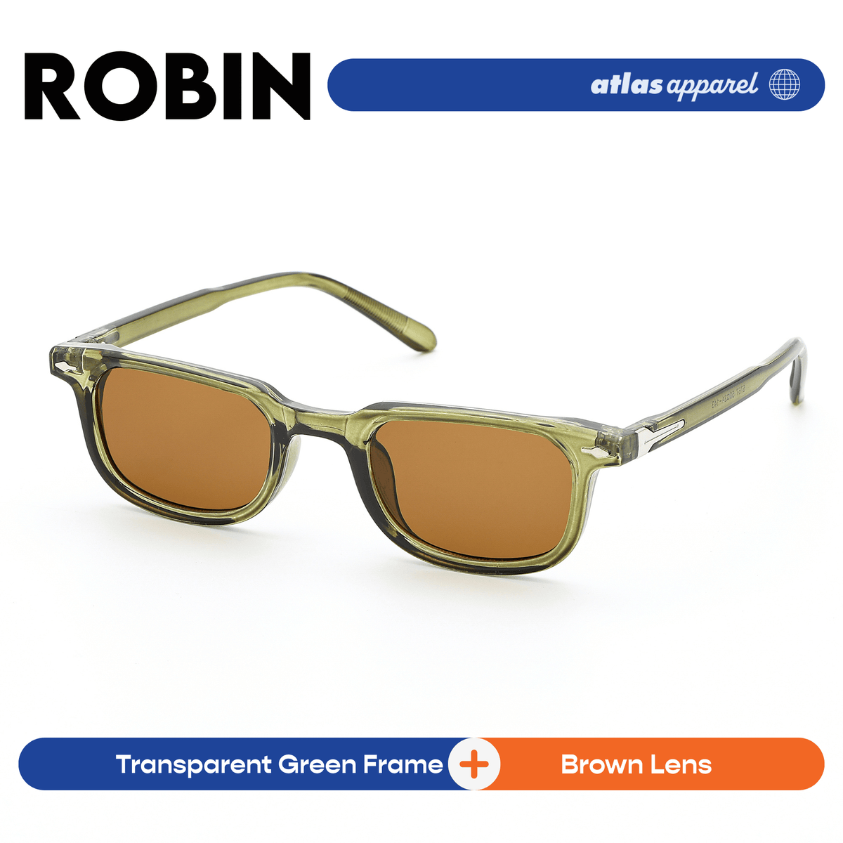 Atlas Apparel ROBIN UV Protected Sunglasses for Men (Size 45) - UV400, Rectangular Frame,for Round Face