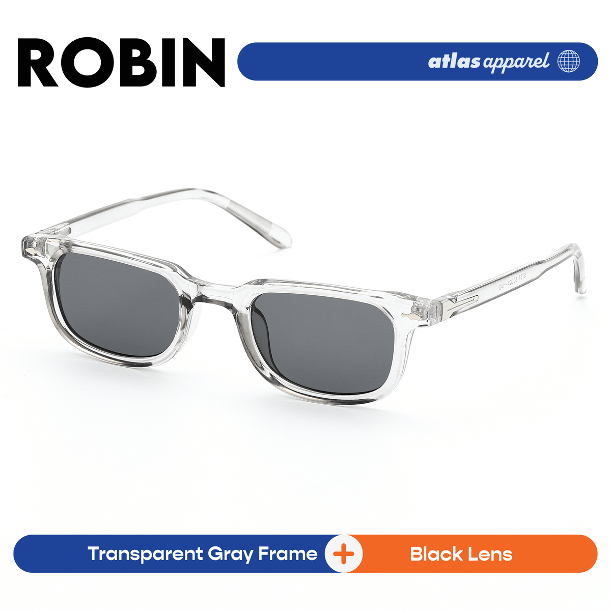 Atlas Apparel ROBIN UV Protected Sunglasses for Men (Size 45) - UV400, Rectangular Frame,for Round Face