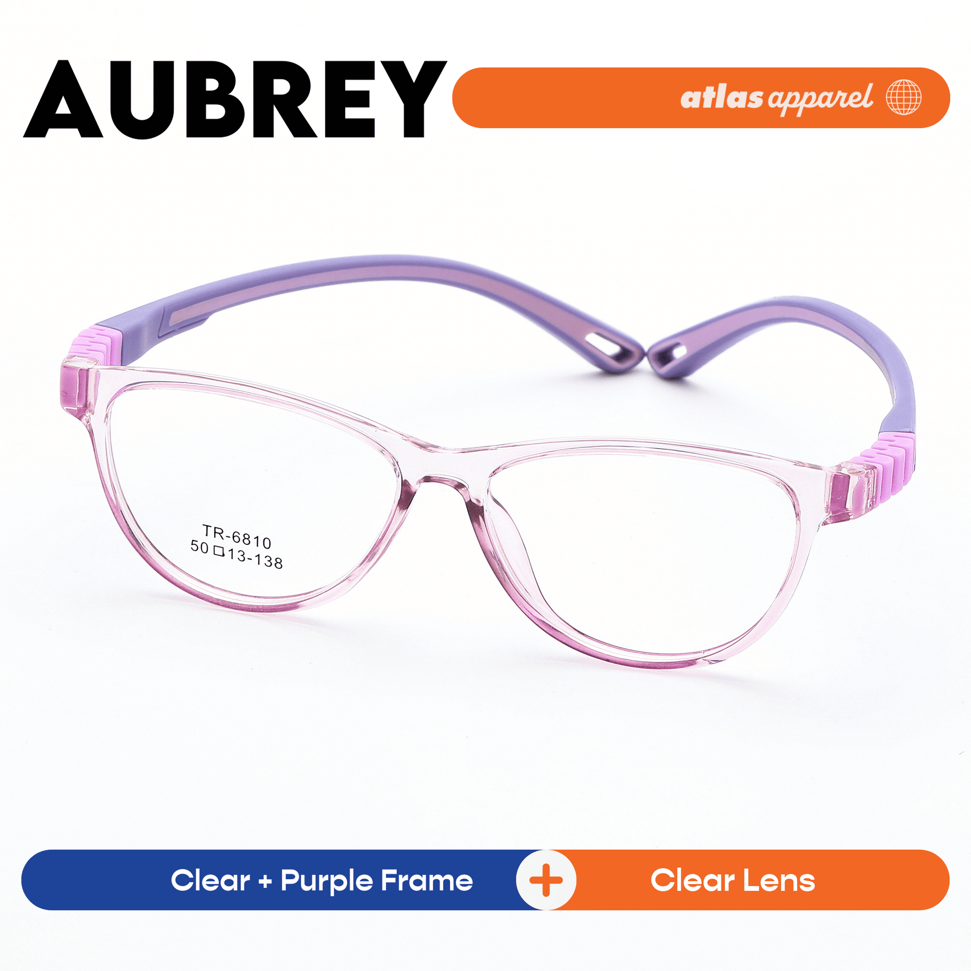 Atlas Apparel AUBREY Premium Kids Eyeglasses (Size 43) - Cat-eye Frame