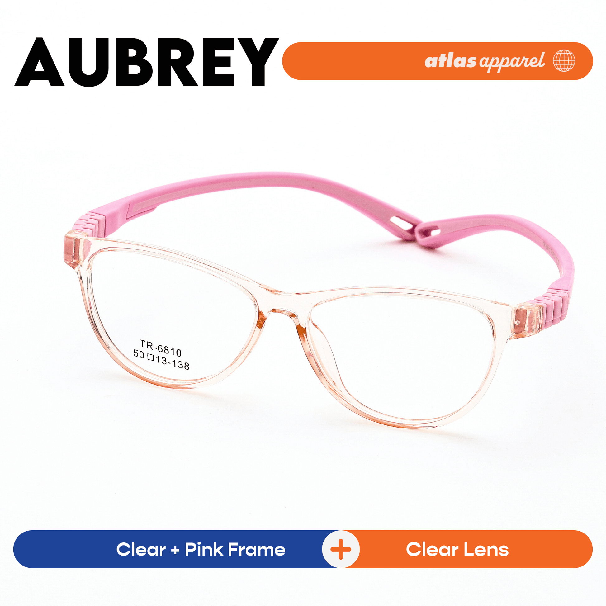 Atlas Apparel AUBREY Premium Kids Eyeglasses (Size 43) - Cat-eye Frame