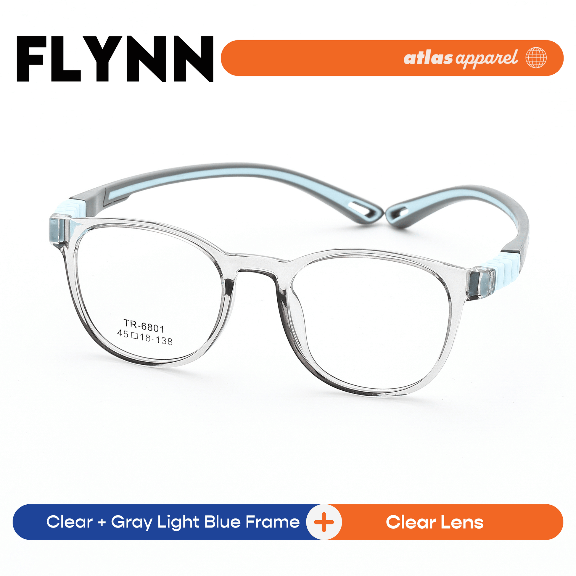 Atlas Apparel FLYNN Premium Kids Eyeglasses (Size 40) - Round Frame