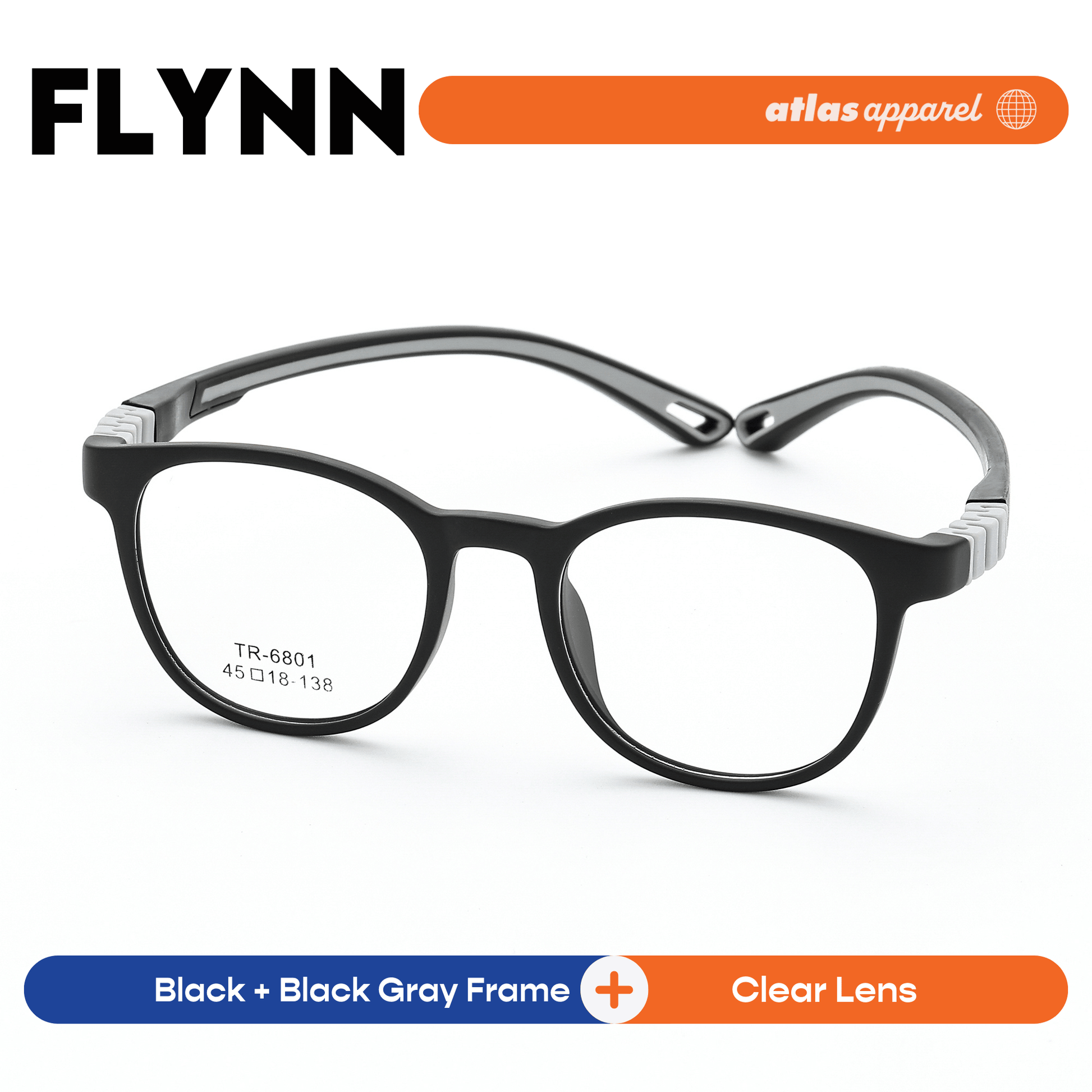 Atlas Apparel FLYNN Premium Kids Eyeglasses (Size 40) - Round Frame