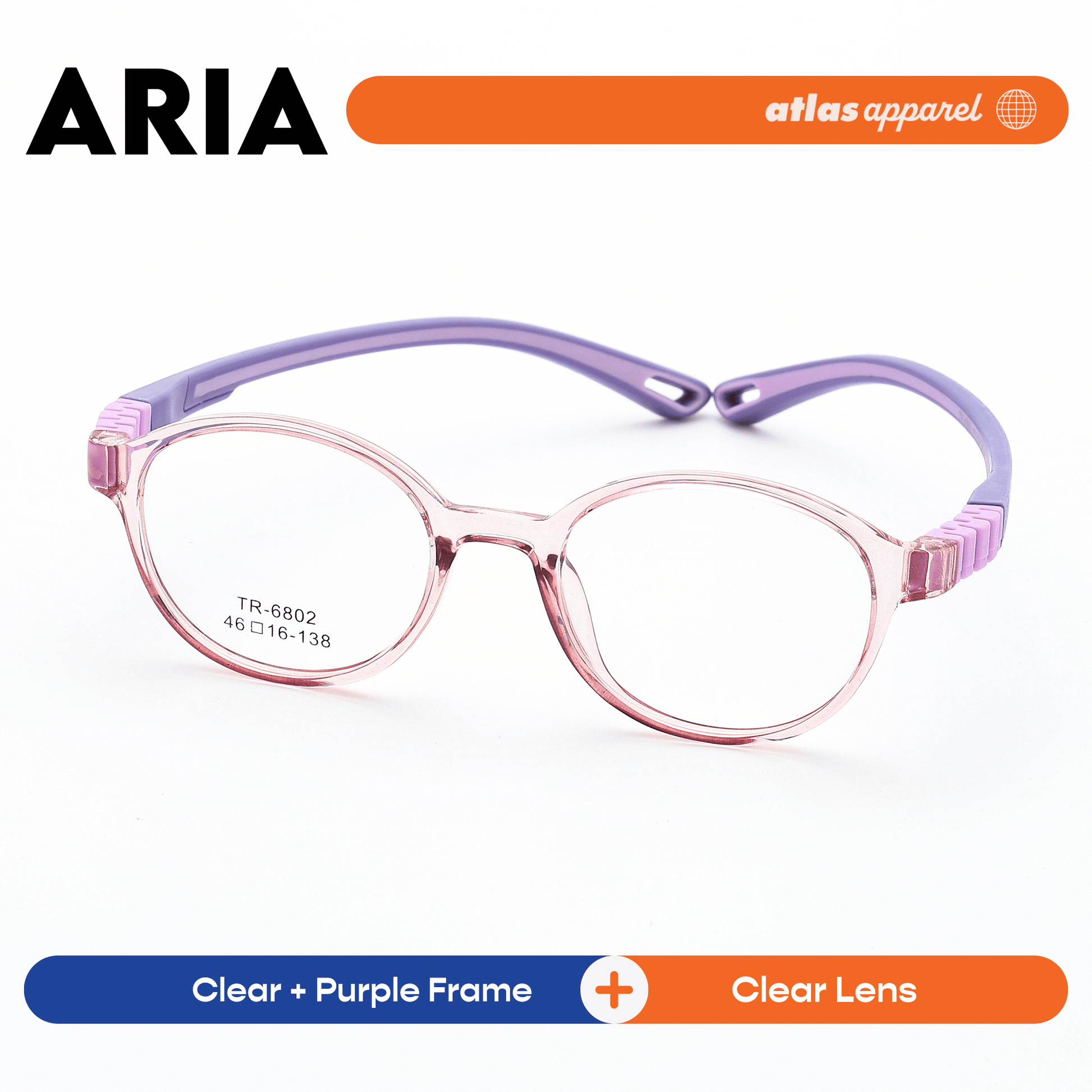 Atlas Apparel ARIA Premium Kids Eyeglasses (Size 42) - Round Frame