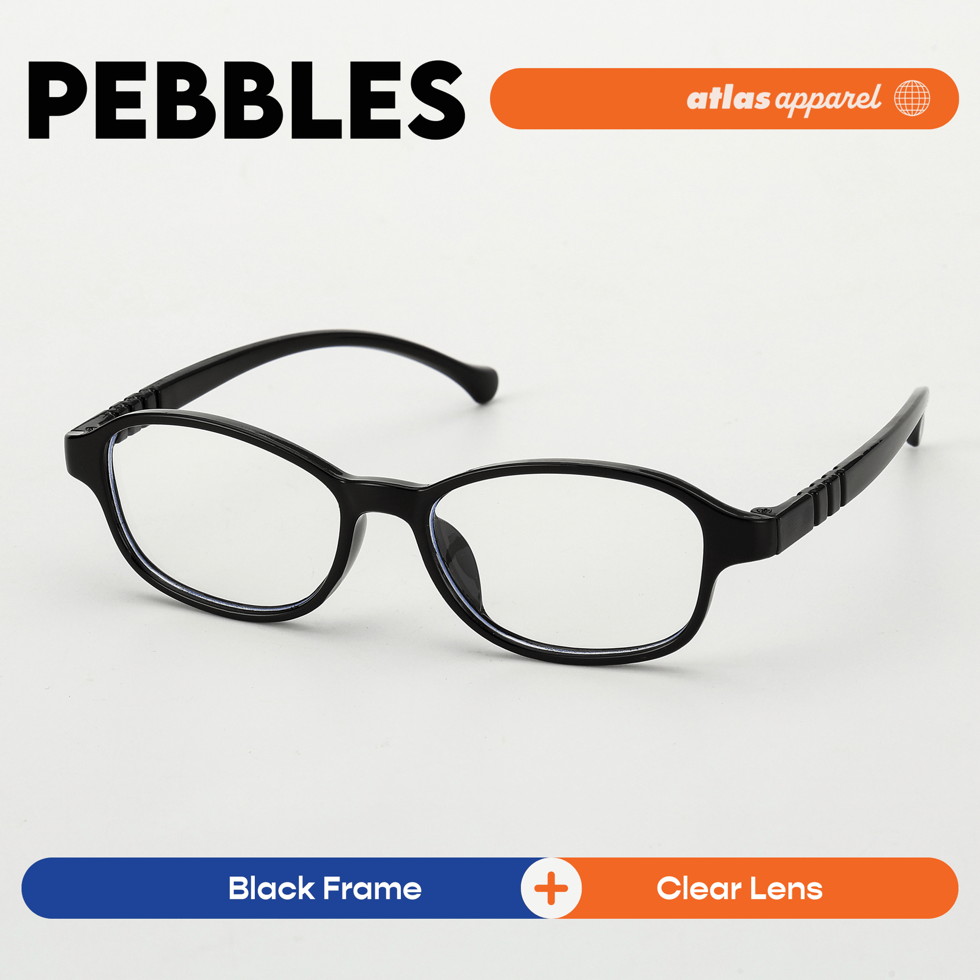 Atlas Apparel PEBBLES Blue Light Blocking Anti-Radiation Eyeglasses for Kids / Pre-Teens(Size 44) - Oval Frame