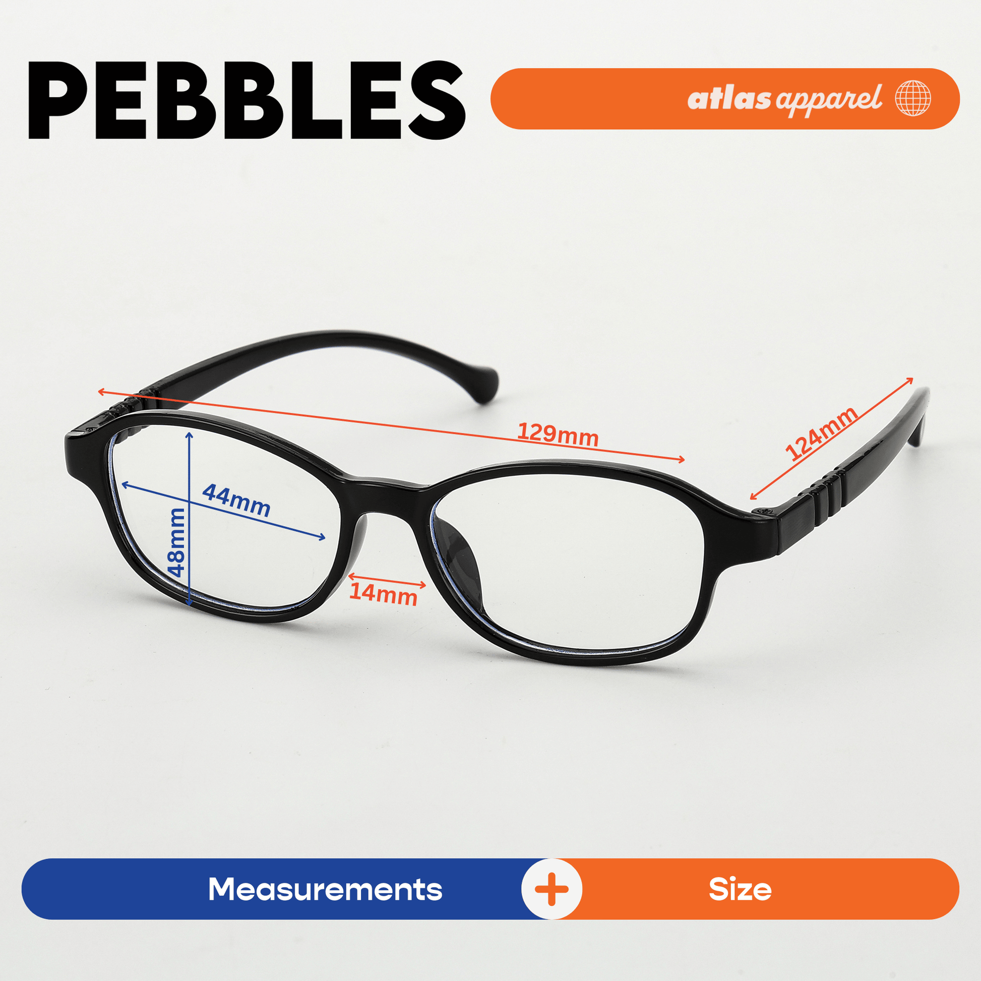 Atlas Apparel PEBBLES Blue Light Blocking Anti-Radiation Eyeglasses for Kids / Pre-Teens(Size 44) - Oval Frame