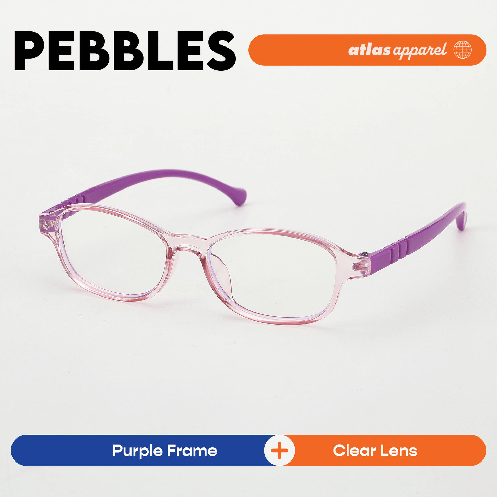 Atlas Apparel PEBBLES Blue Light Blocking Anti-Radiation Eyeglasses for Kids / Pre-Teens(Size 44) - Oval Frame