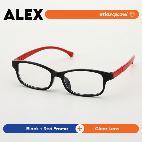 Atlas Apparel ALEX Blue Light Blocking Anti-Radiation Eyeglasses for Kids / Pre-Teens (Size 42) - Rectangular Frame