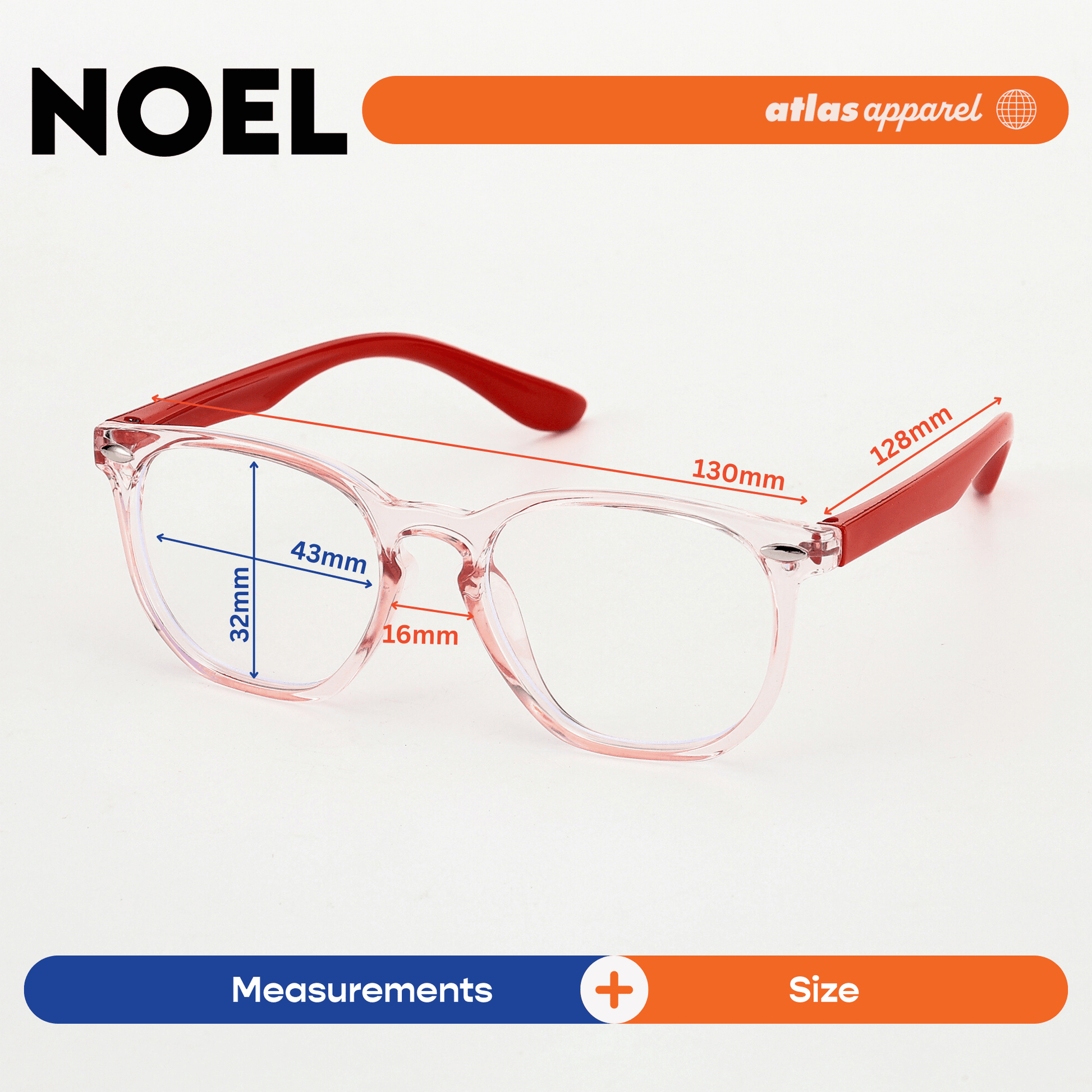 Atlas Apparel NOEL Blue Light Blocking Anti-Radiation Eyeglasses for Kids / Pre-Teens (Size 43) - Round Frame