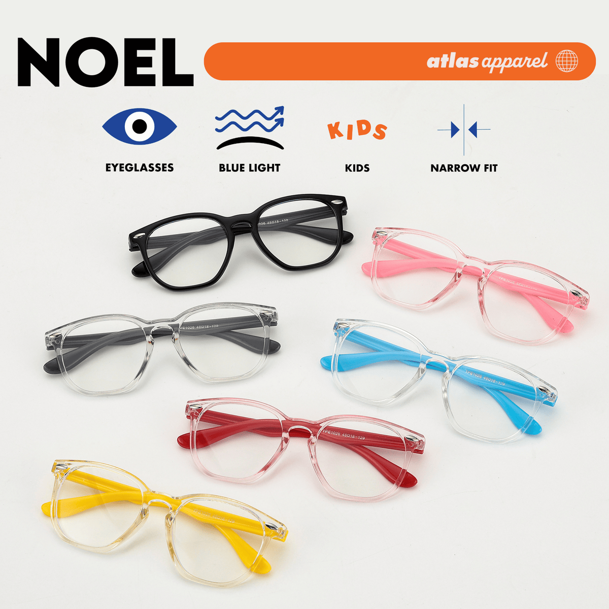 Atlas Apparel NOEL Blue Light Blocking Anti-Radiation Eyeglasses for Kids / Pre-Teens (Size 43) - Round Frame