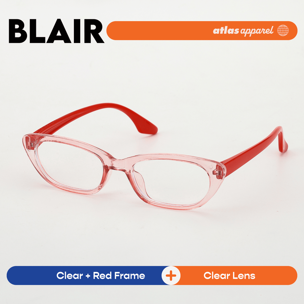 Atlas Apparel BLAIR Blue Light Blocking Anti-Radiation Eyeglasses for Kids / Pre-Teens (Size 43) - Cat-eye Frame