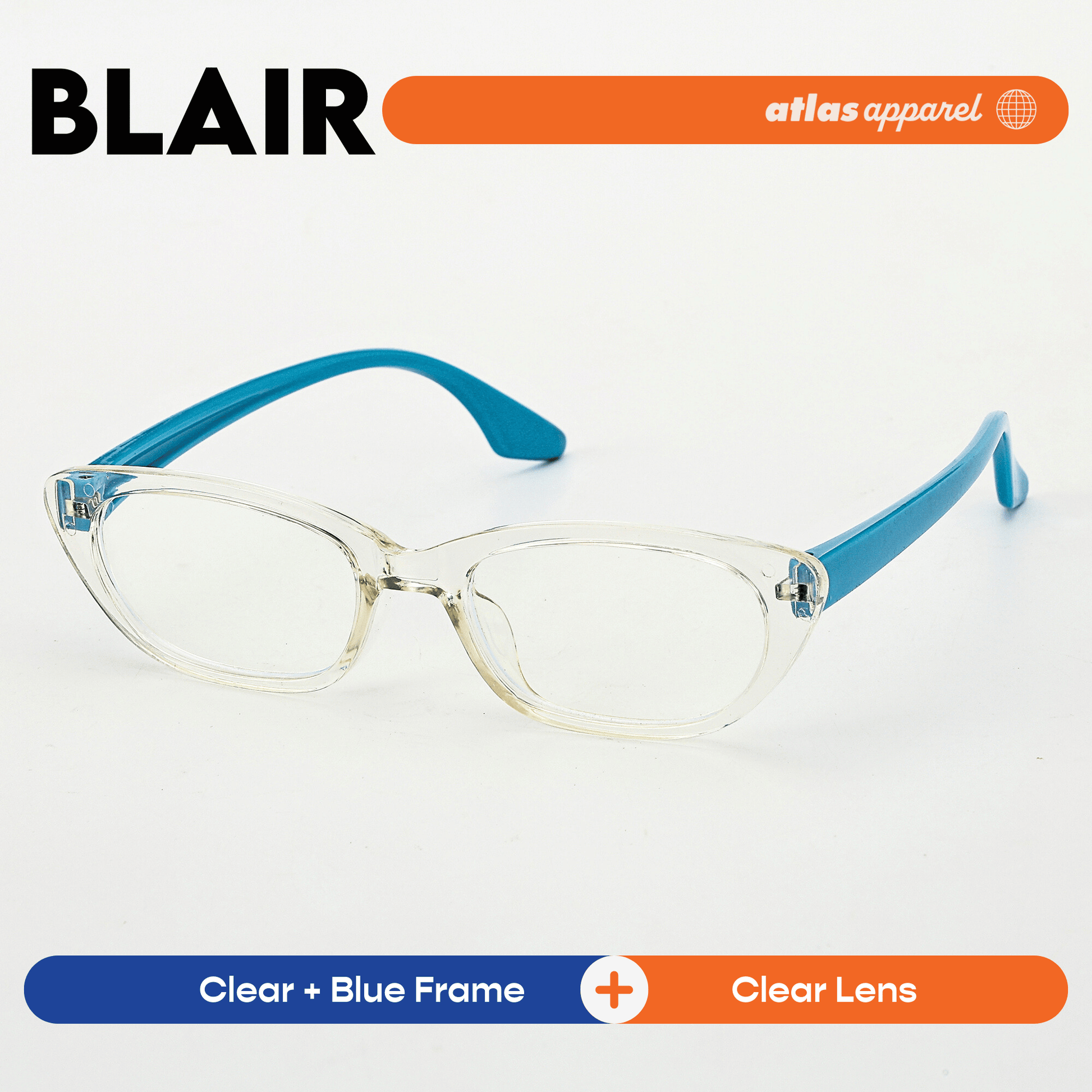 Atlas Apparel BLAIR Blue Light Blocking Anti-Radiation Eyeglasses for Kids / Pre-Teens (Size 43) - Cat-eye Frame