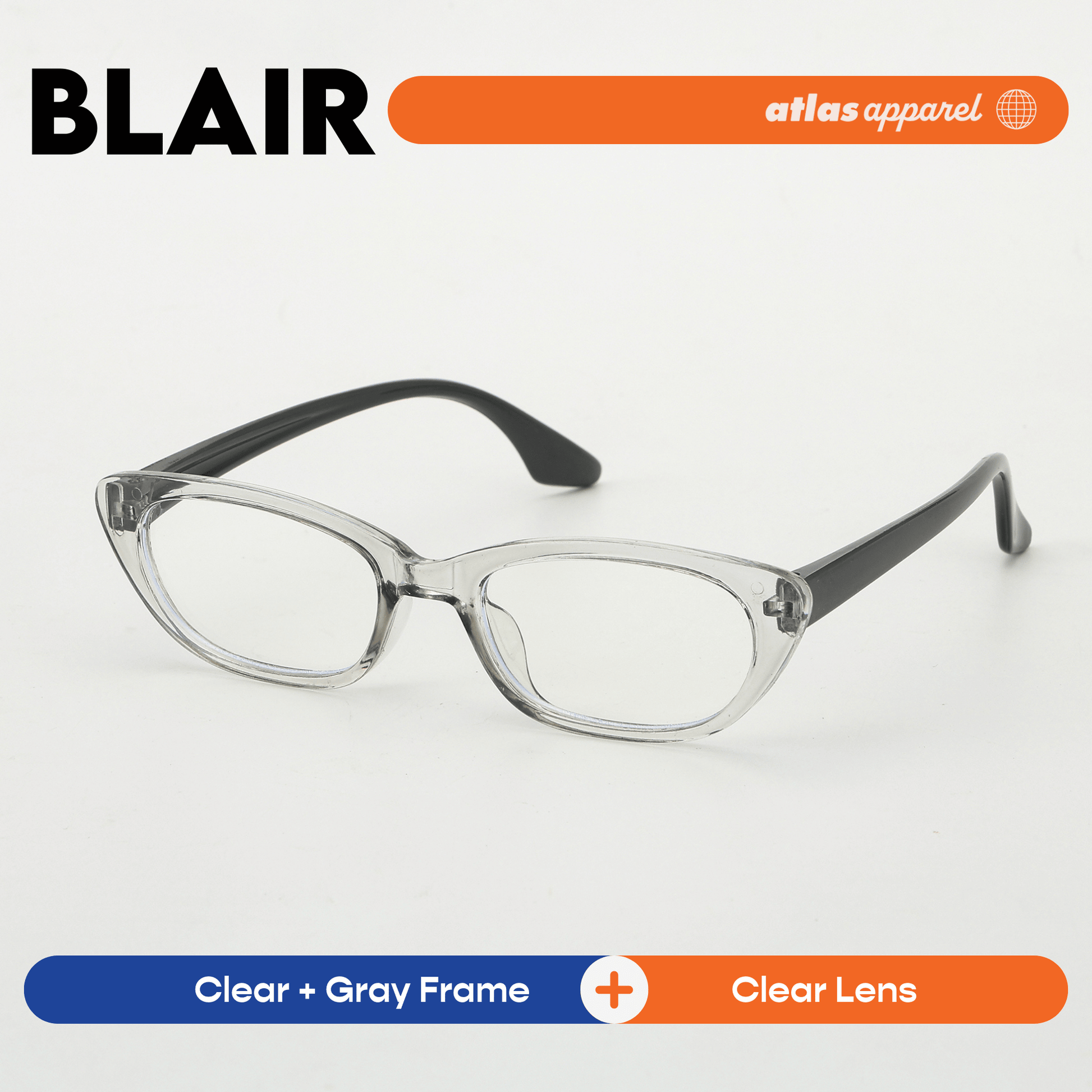 Atlas Apparel BLAIR Blue Light Blocking Anti-Radiation Eyeglasses for Kids / Pre-Teens (Size 43) - Cat-eye Frame