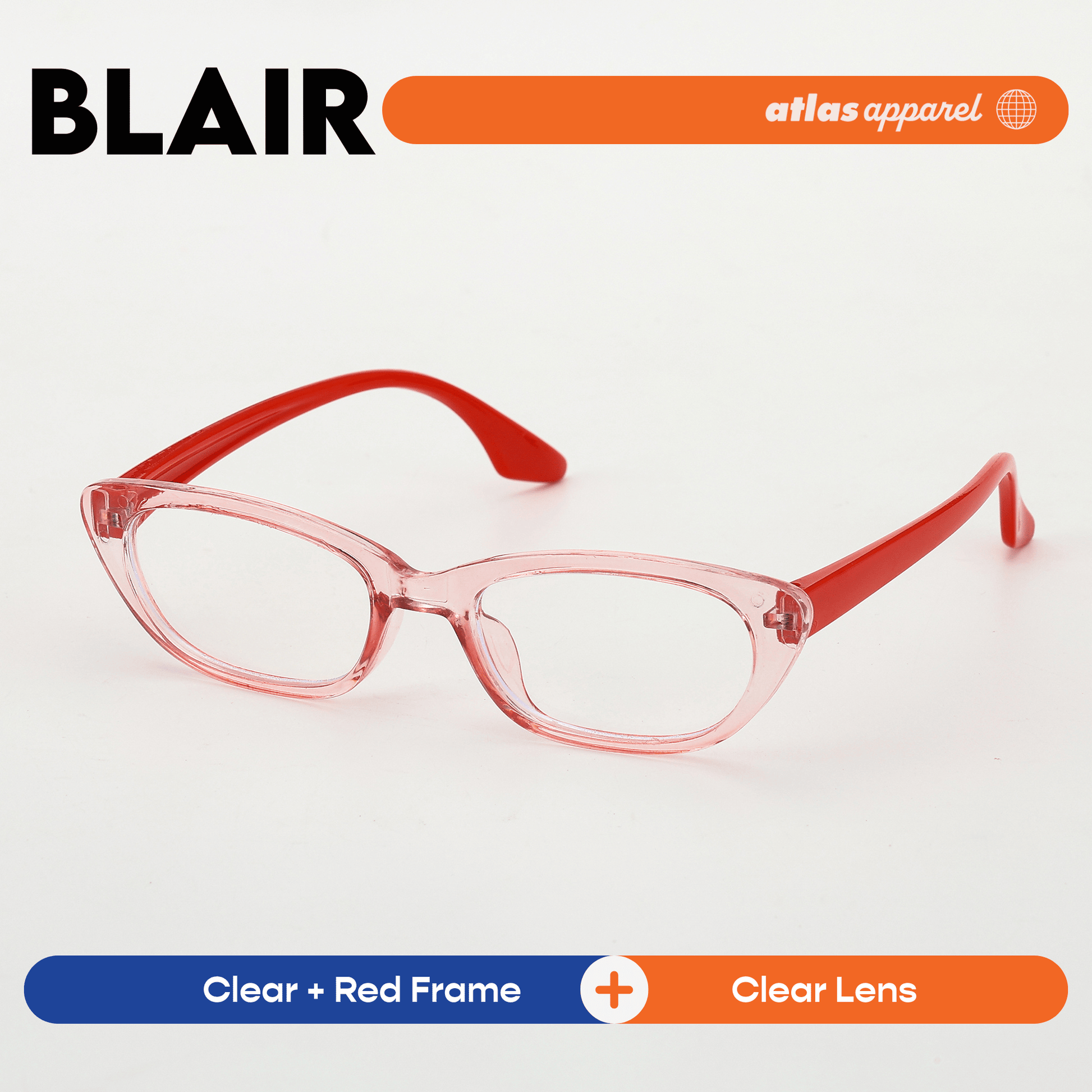 Atlas Apparel BLAIR Blue Light Blocking Anti-Radiation Eyeglasses for Kids / Pre-Teens (Size 43) - Cat-eye Frame