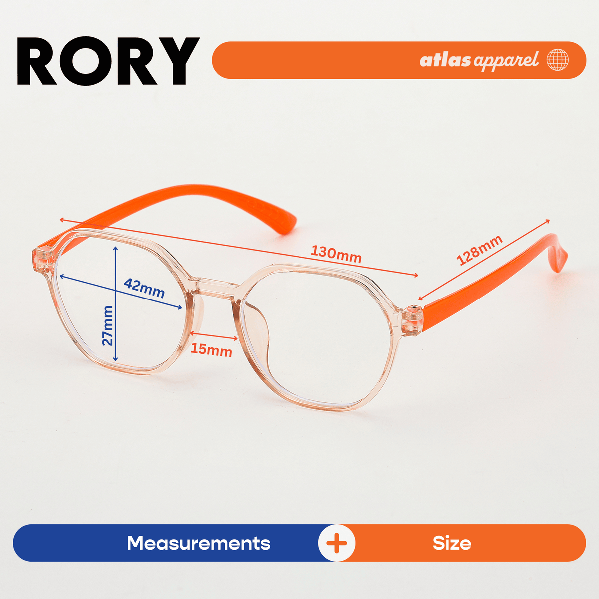Atlas Apparel RORY Blue Light Blocking Anti-Radiation Eyeglasses for Kids / Pre-Teens (Size 43) - Round Frame
