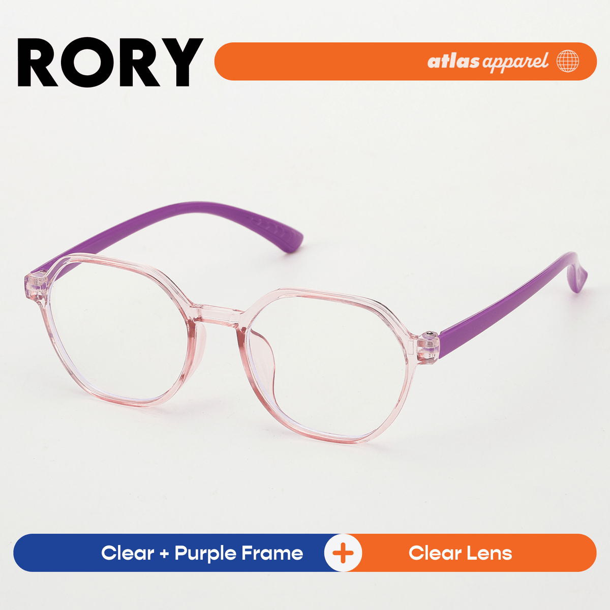 Atlas Apparel RORY Blue Light Blocking Anti-Radiation Eyeglasses for Kids / Pre-Teens (Size 43) - Round Frame