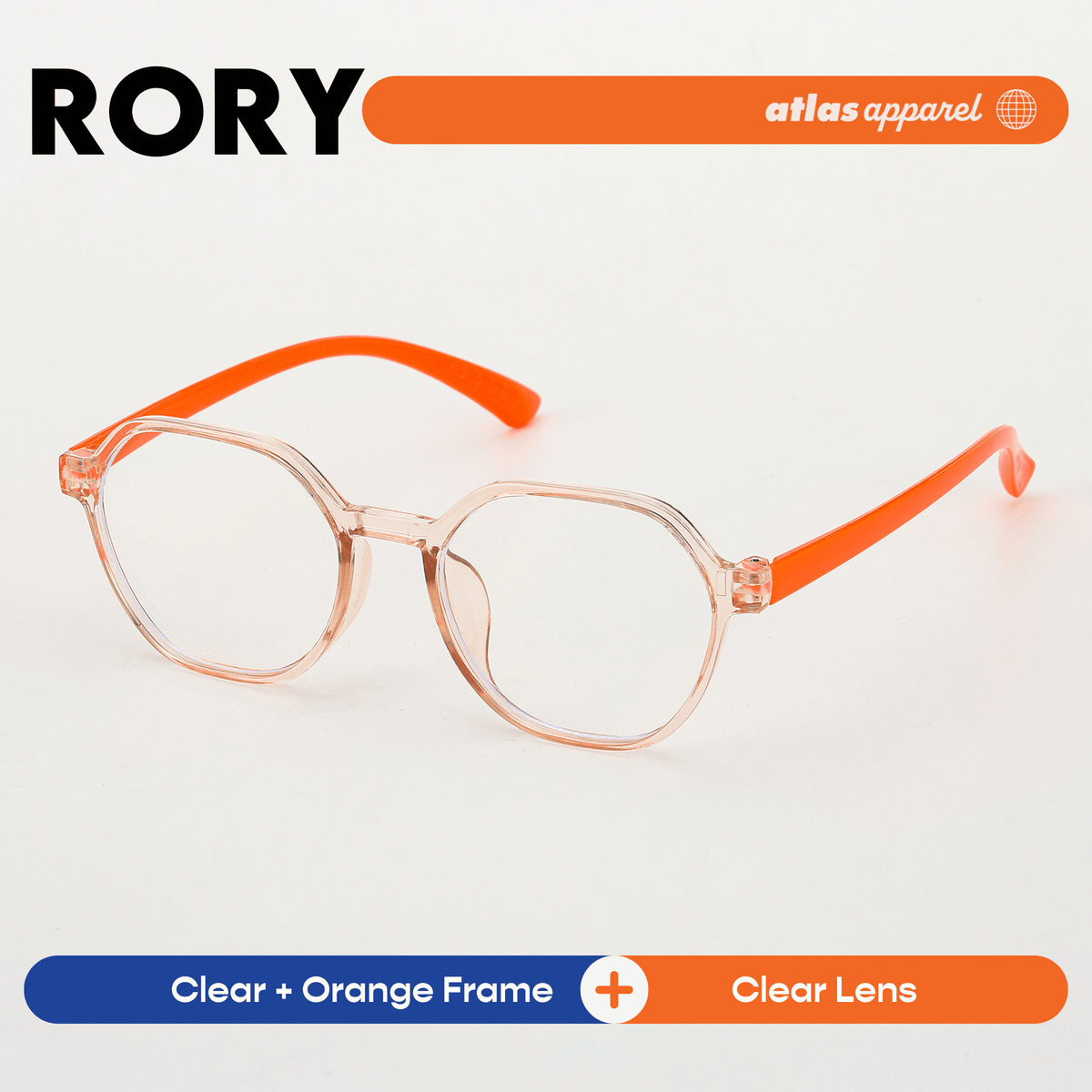 Atlas Apparel RORY Blue Light Blocking Anti-Radiation Eyeglasses for Kids / Pre-Teens (Size 43) - Round Frame