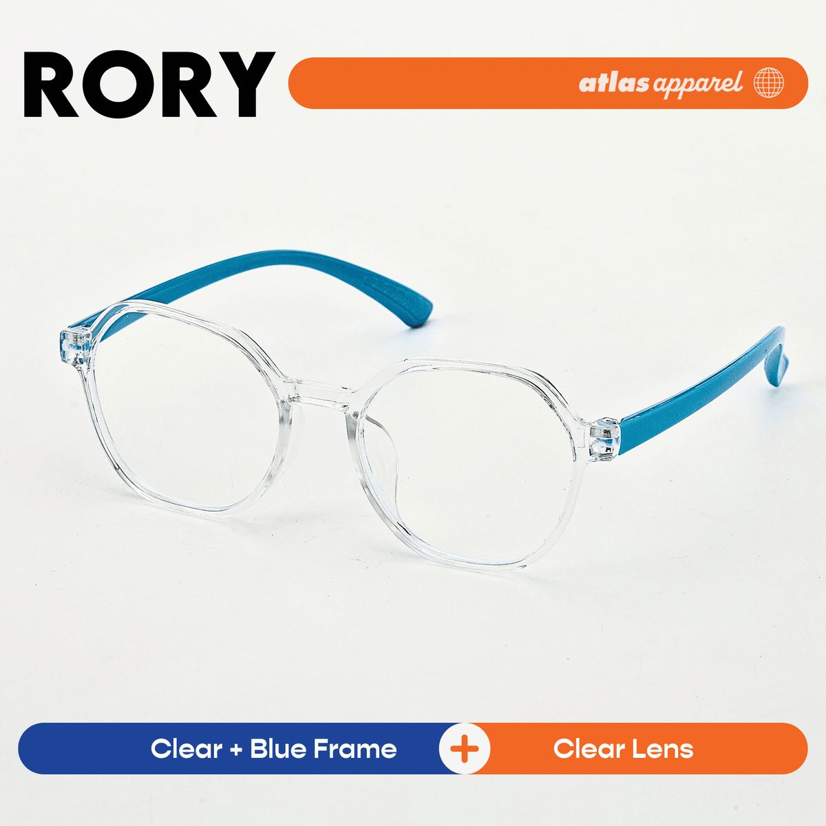 Atlas Apparel RORY Blue Light Blocking Anti-Radiation Eyeglasses for Kids / Pre-Teens (Size 43) - Round Frame
